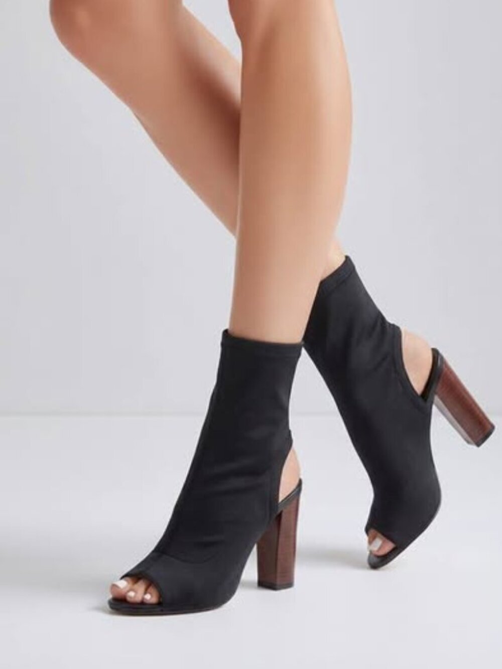 Cape Robbin Stretch Open-Toe Bootie Heels